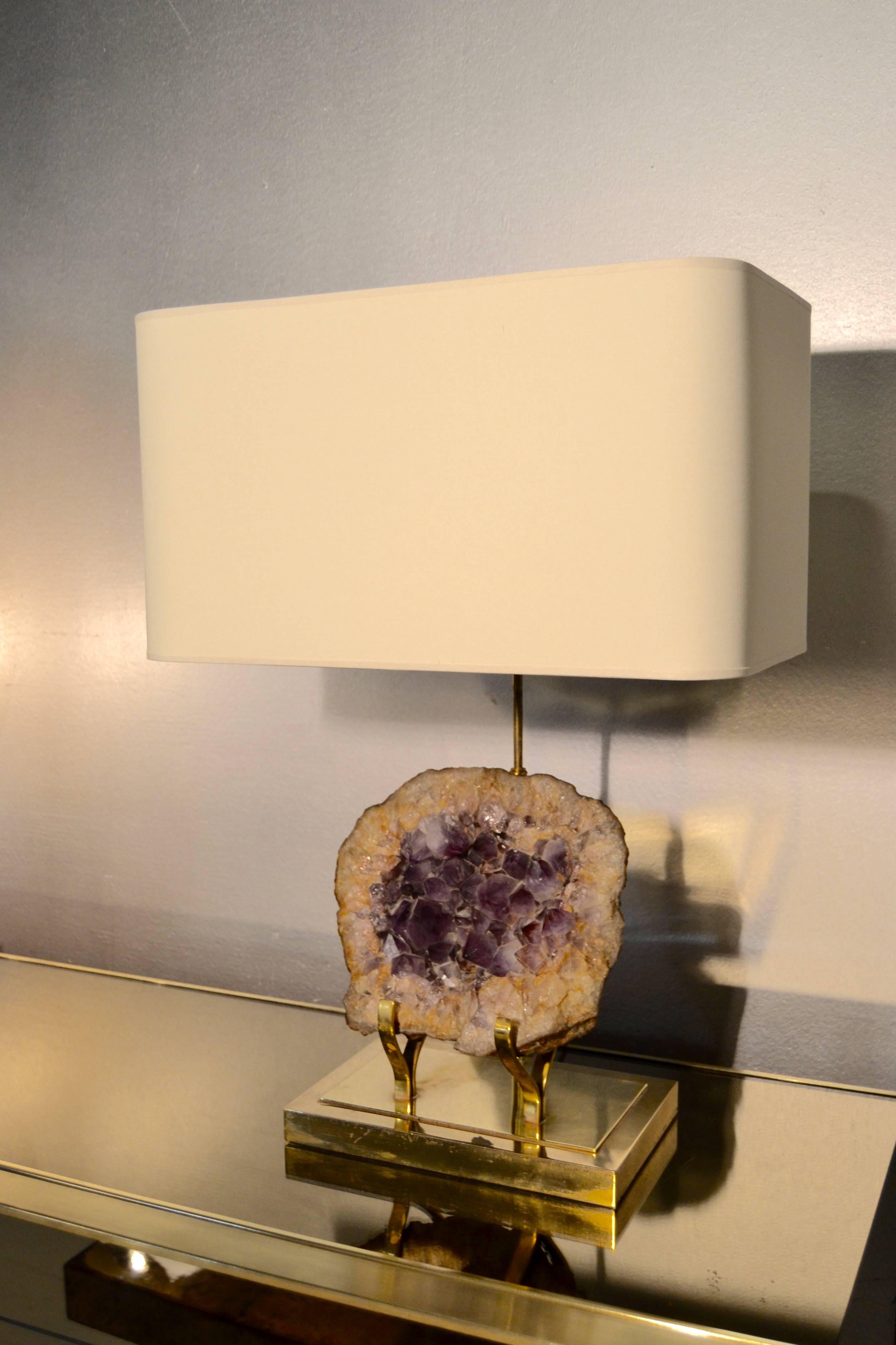 1970s Amethyst and Brass Lamp 4