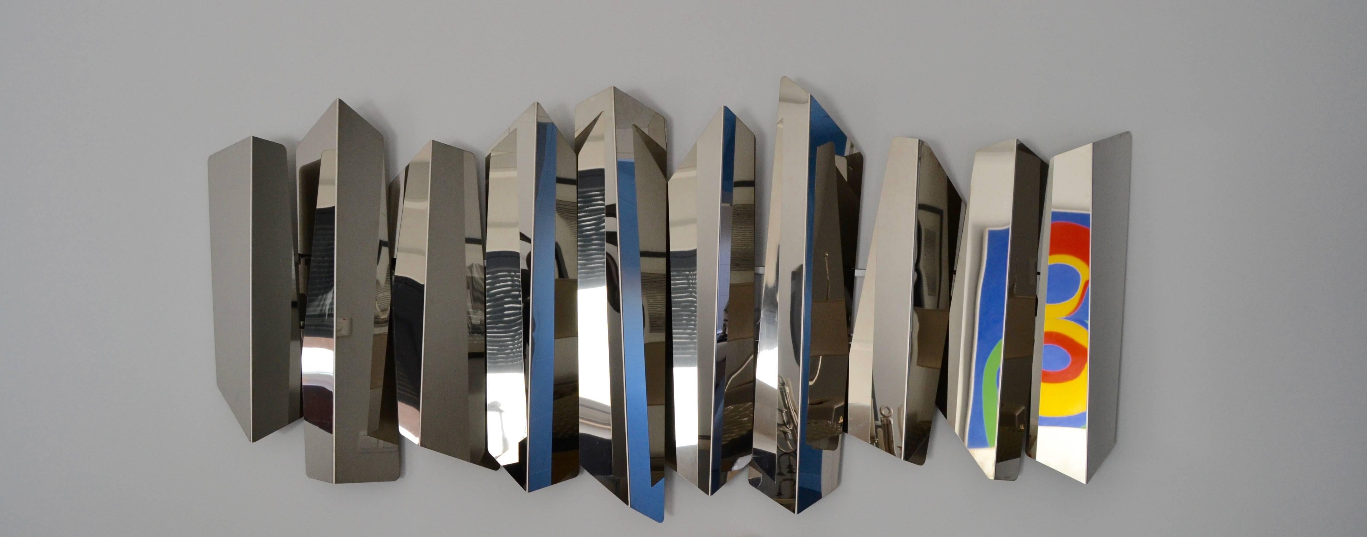 Steel Large Wall Lighted Sculpture by Torregiani