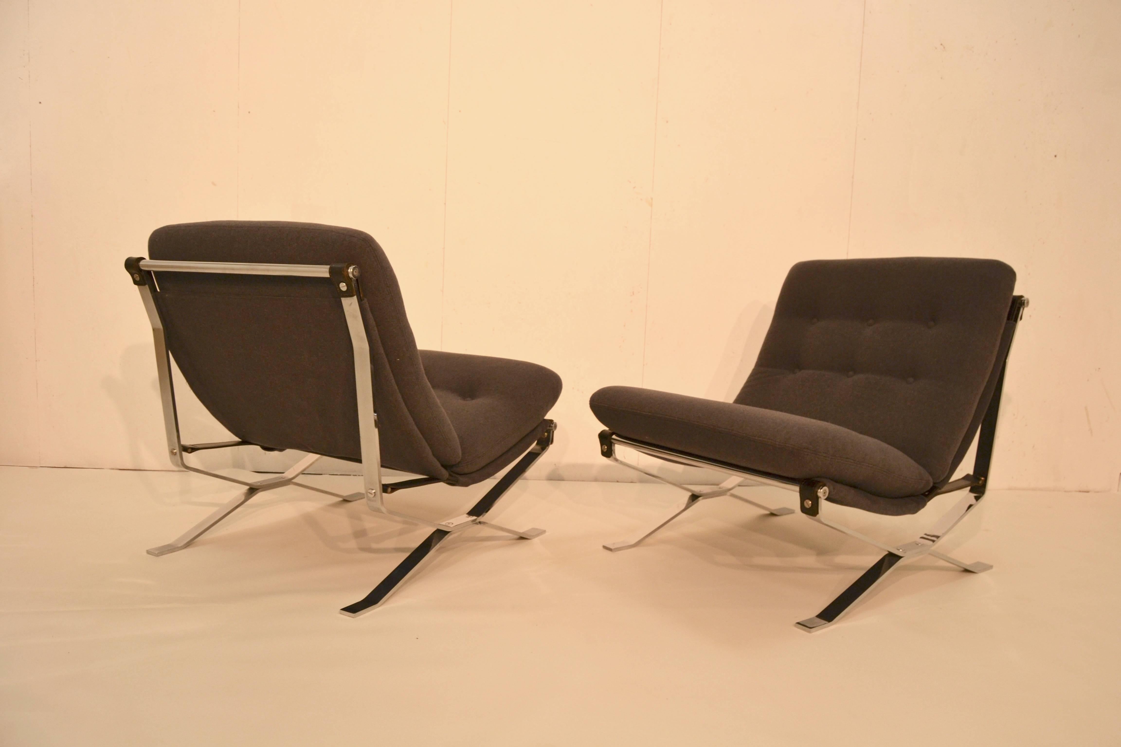 Mid-Century Modern 1969 Pair of Ico Parisi Steel Chairs for MiM