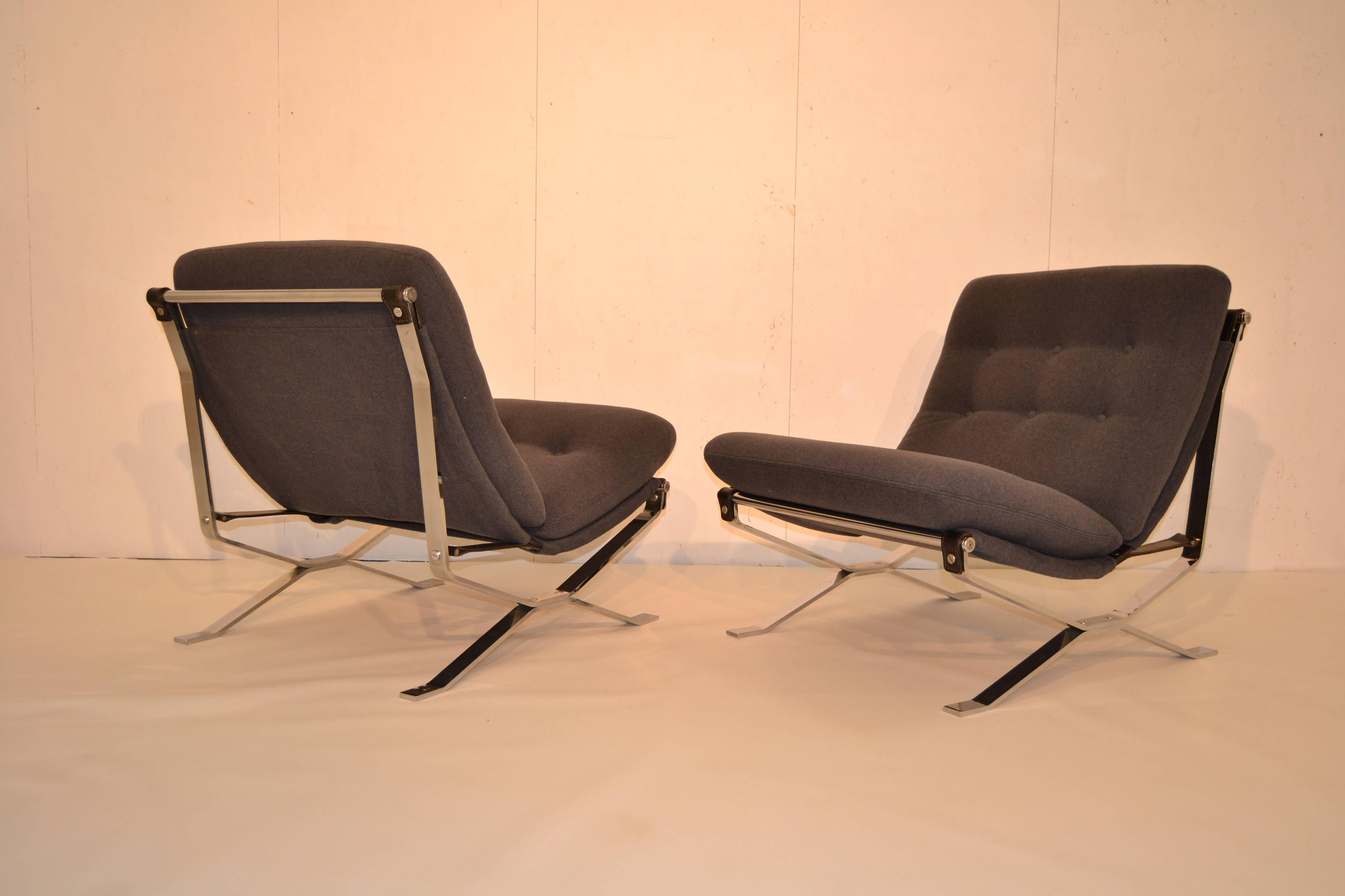 Mid-20th Century 1969 Pair of Ico Parisi Steel Chairs for MiM