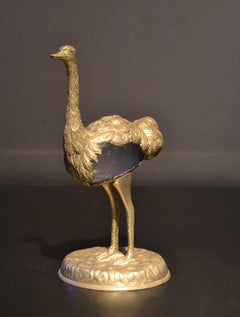 1970s Bronze Ostrich and Boar by Gabriella Crespi