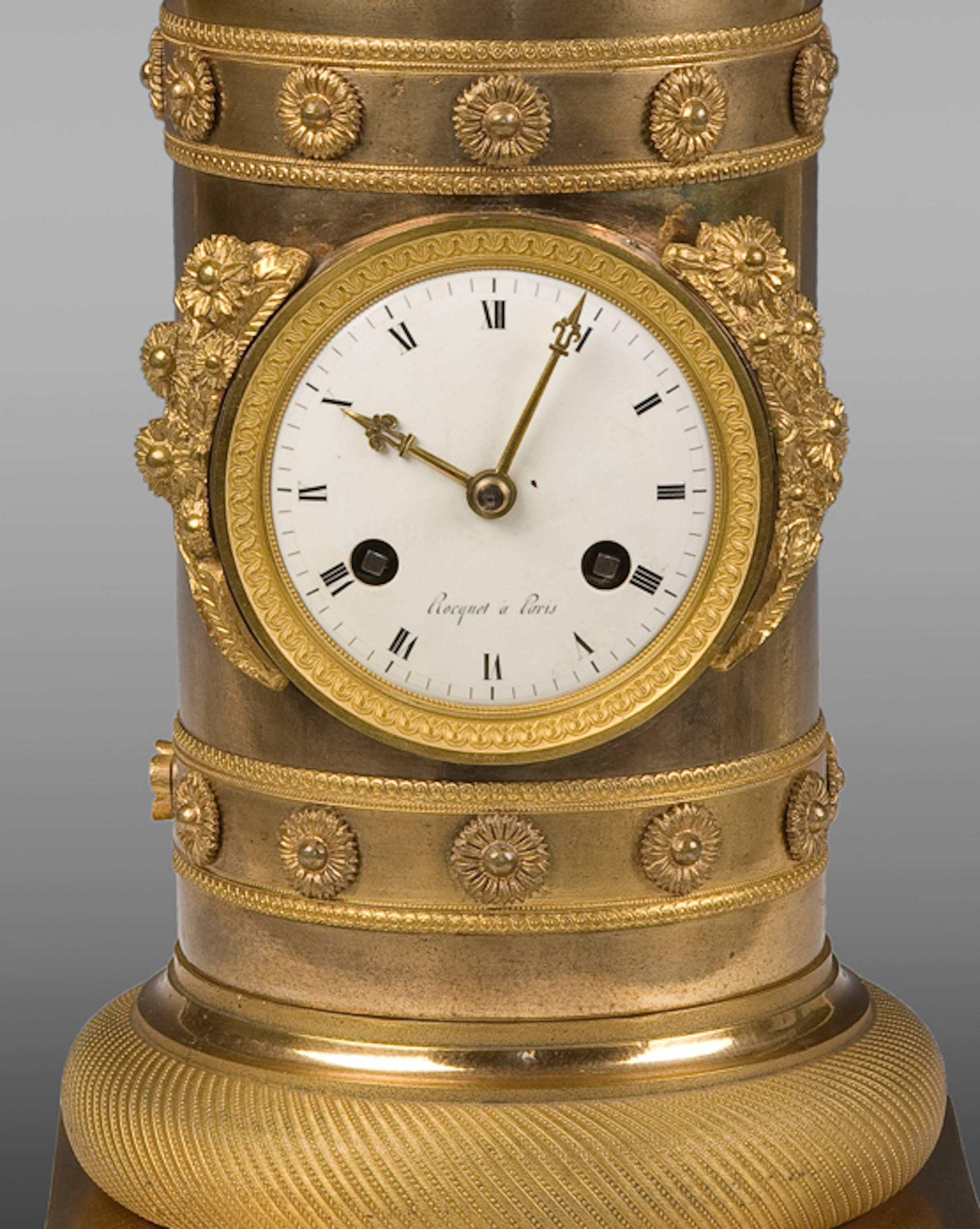 French Empire Gilt Bronze Clock Mantel, circa 1800 For Sale