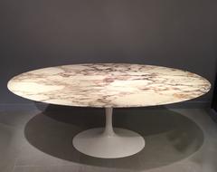 Eero Saarinen Calacatta Marble Table and Tulip Swivel Chairs set by Knoll