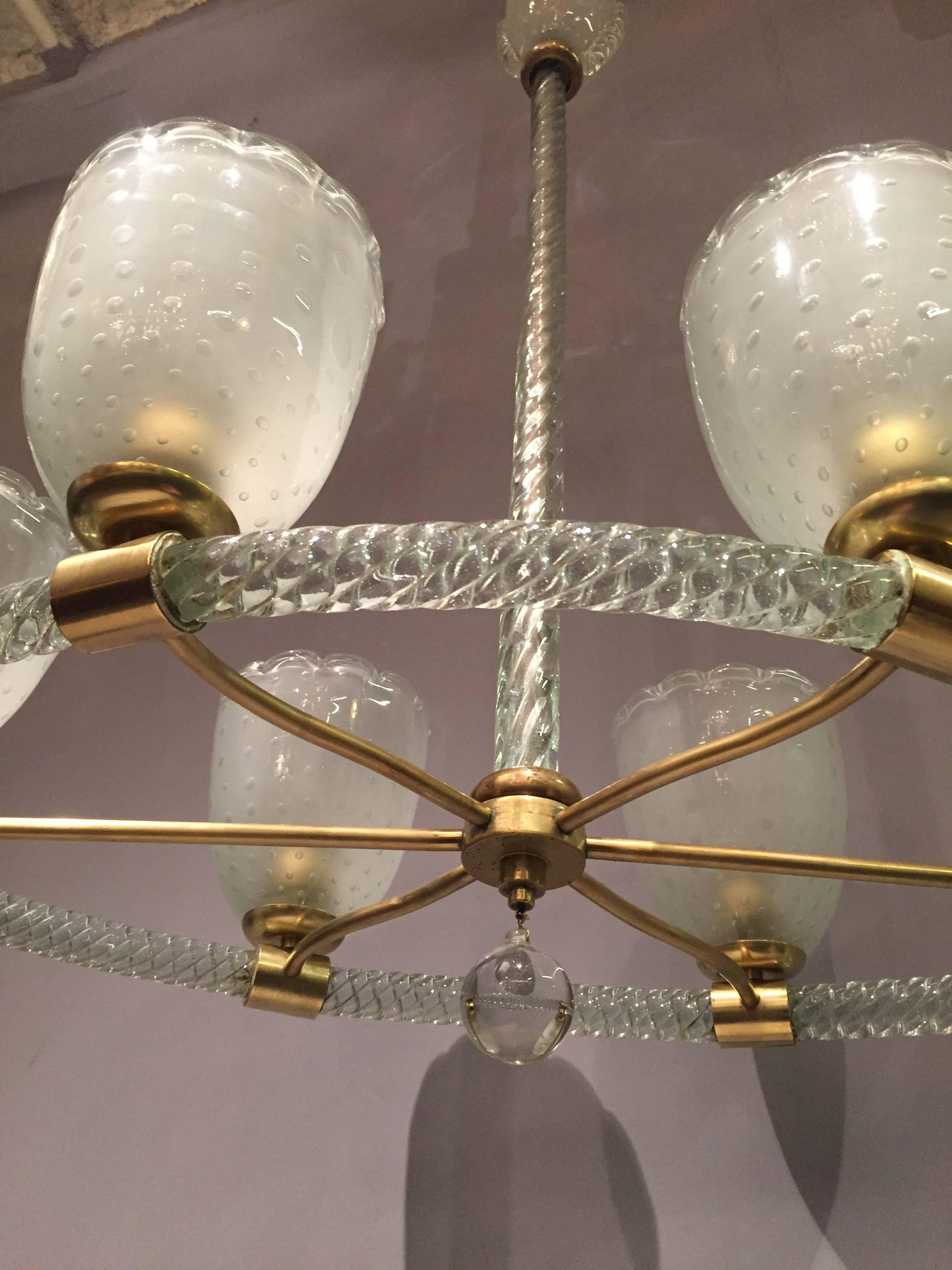 Mid-20th Century Barovier and Toso Glass Chandelier