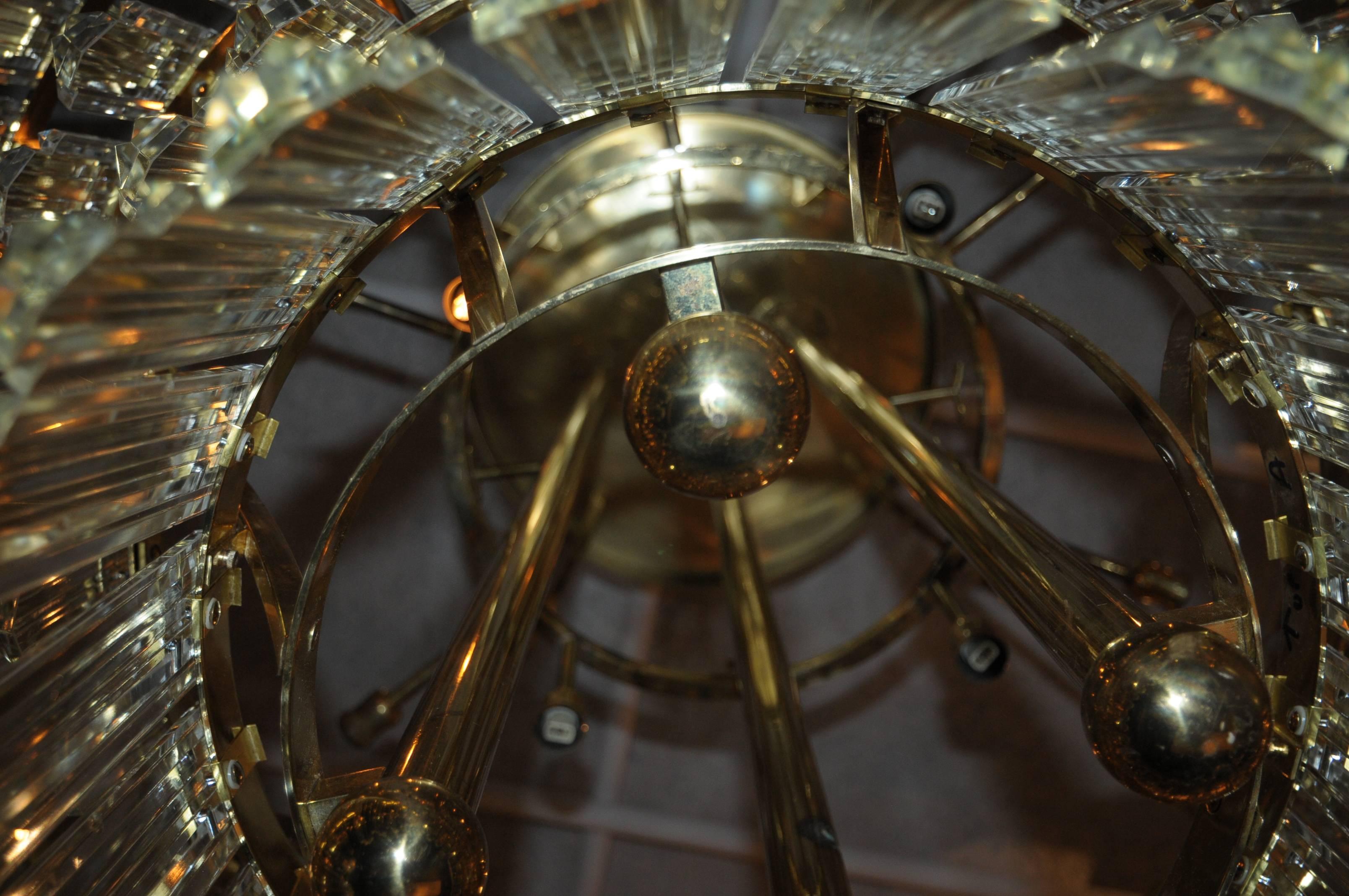 Pair of Impressive Gilt Brass and Crystal Chandeliers 4