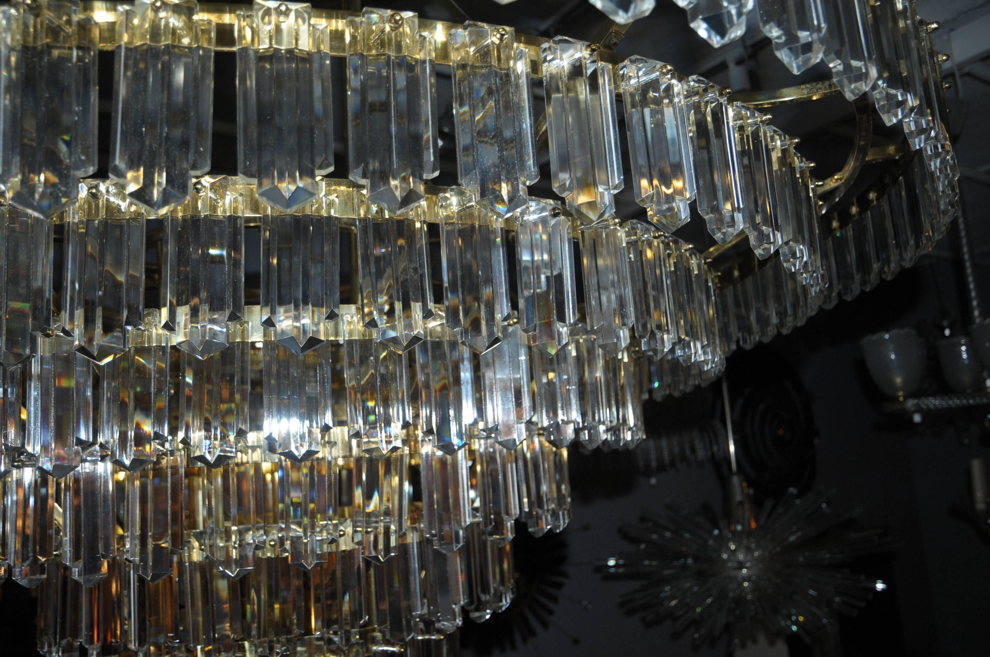 Pair of Impressive Gilt Brass and Crystal Chandeliers 3