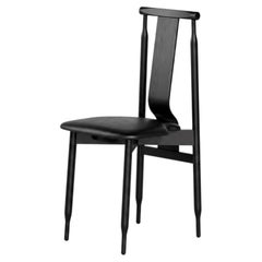 Silla de comedor de cuero «Lierna», diseñada por Achille Pier Giacomo Castiglioni para Meritalia