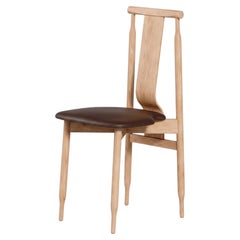 Silla de comedor de cuero «Lierna», diseñada por Achille Pier Giacomo Castiglioni para Meritalia
