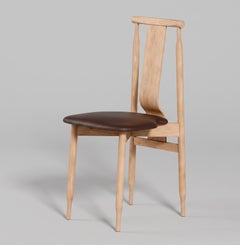 Silla de comedor de cuero «Lierna», diseñada por Achille Pier Giacomo Castiglioni para Meritalia