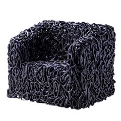 Meritalia Senzafine Polyurethane Indoor Outdoor Armchair by Gaetano Pesce Black