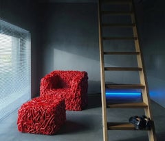 Meritalia Senzafine Indoor Outdoor Ottoman / Pouf by Gaetano Pesce - Red
