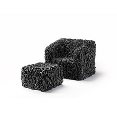 Meritalia Senzafine Indoor Outdoor Ottoman / Pouf by Gaetano Pesce - Black