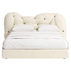 Gaetano Pesce for Meritalia "Nubola Bed" Italian White Leather Tufted Double Bed