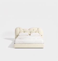 Gaetano Pesce for Meritalia "Nubola Bed" Italian White Leather Tufted Double Bed