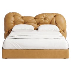 Gaetano Pesce for Meritalia "Nubola Bed" Italian Kraft Leather Tufted Double Bed