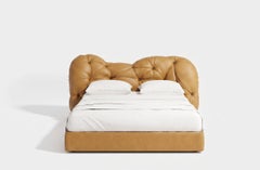 Gaetano Pesce for Meritalia "Nubola Bed" Italian Kraft Leather Tufted Double Bed
