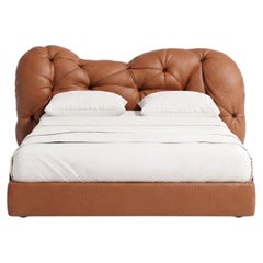 Gaetano Pesce for Meritalia "Nubola Bed" Terracotta Leather Tufted Double Bed