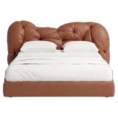Gaetano Pesce for Meritalia "Nubola Bed" Italian BronzeLeather Tufted Double Bed