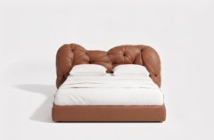 Gaetano Pesce for Meritalia "Nubola Bed" Italian BronzeLeather Tufted Double Bed