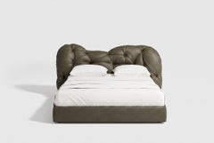 Gaetano Pesce for Meritalia "Nubola Bed" Italian Brown Leather Tufted Double Bed