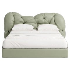 Gaetano Pesce for Meritalia "Nubola Bed" Italian Sand Leather Tufted Double Bed