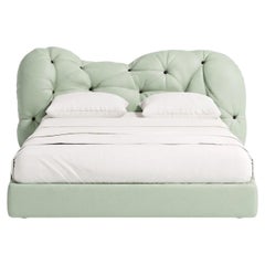 Gaetano Pesce for Meritalia "Nubola Bed" Italian Grey Leather Tufted Double Bed