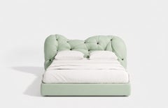 Gaetano Pesce for Meritalia "Nubola Bed" Italian Grey Leather Tufted Double Bed