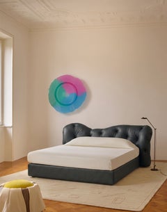 Gaetano Pesce for Meritalia "Nubola Bed" Graphite Leather Tufted Double Bed