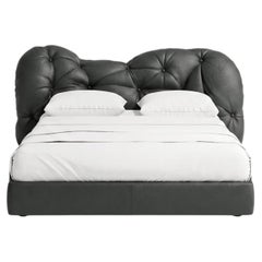 Gaetano Pesce for Meritalia "Nubola Bed" Graphite Leather Tufted Double Bed