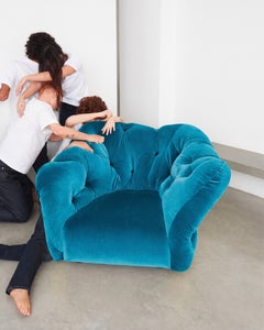 Gaetano Pesce for Meritalia "Nubola" Luxury Armchair in Cyan Velvet, Italy