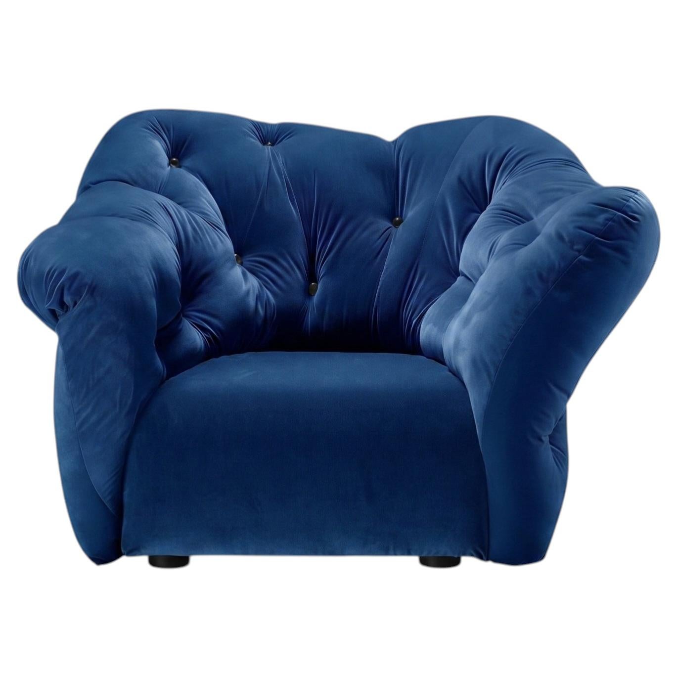 Gaetano Pesce for Meritalia "Nubola" Luxury Armchair in Cobalt Velvet, Italy