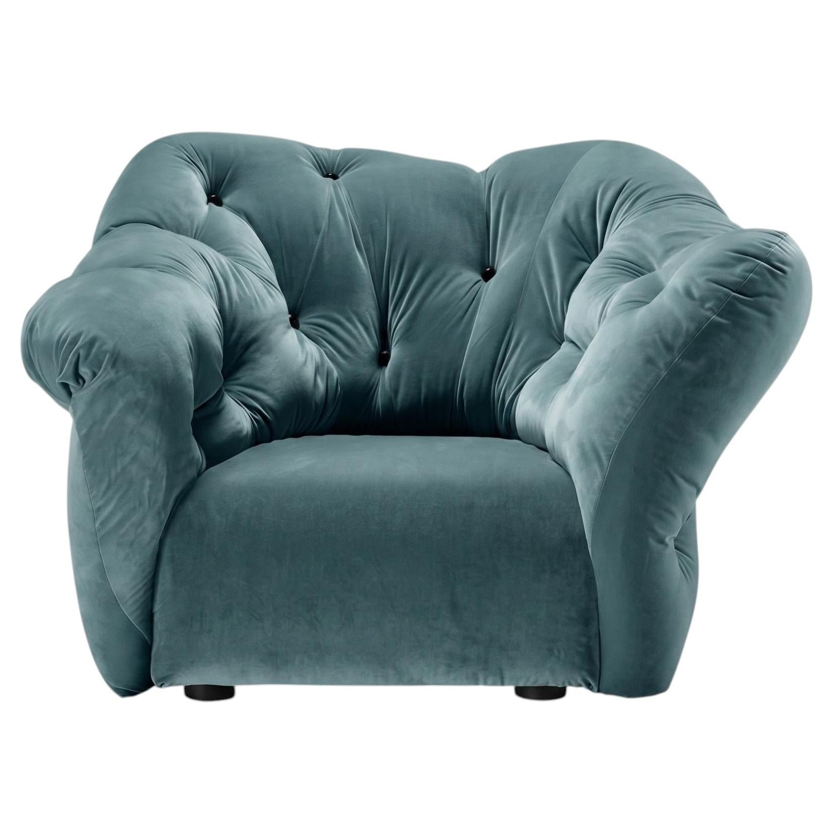 Gaetano Pesce for Meritalia "Nubola" Luxury Armchair in Steel Velvet, Italy