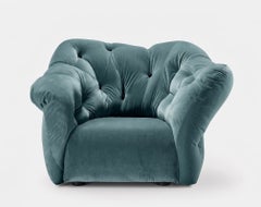Gaetano Pesce for Meritalia "Nubola" Luxury Armchair in Steel Velvet, Italy