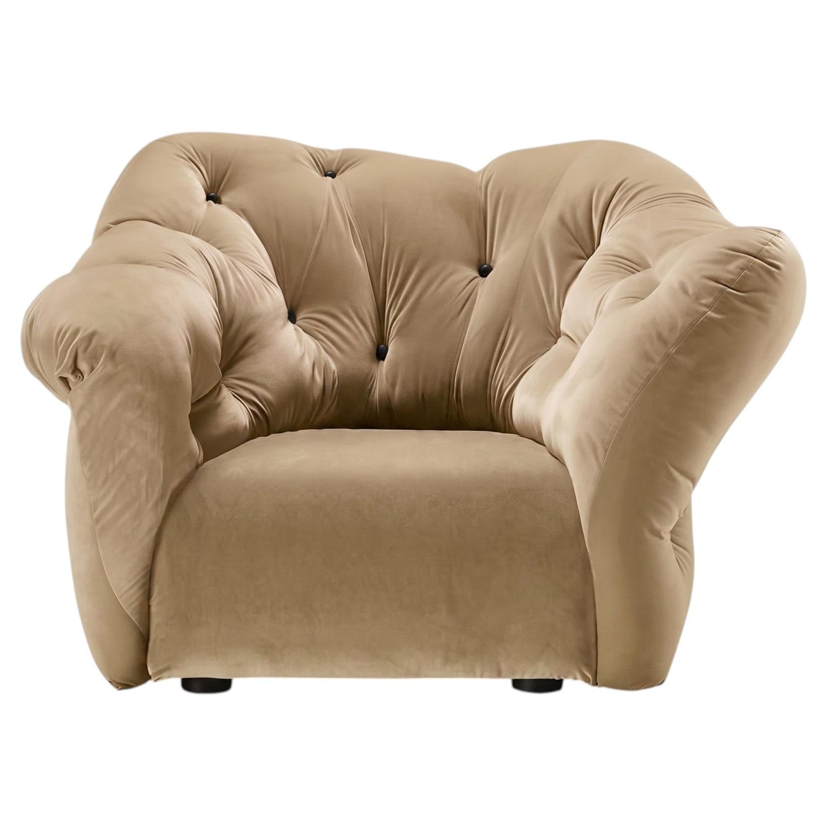 Gaetano Pesce for Meritalia "Nubola" Luxury Armchair in Hazelnut Velvet, Italy For Sale