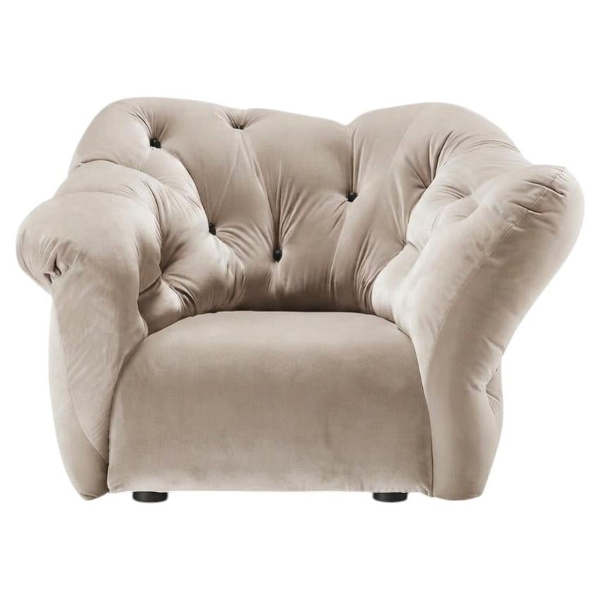 Fauteuil de luxe « Nubola » signé Gaetano Pesce pour Meritalia, en velours gris, Italie