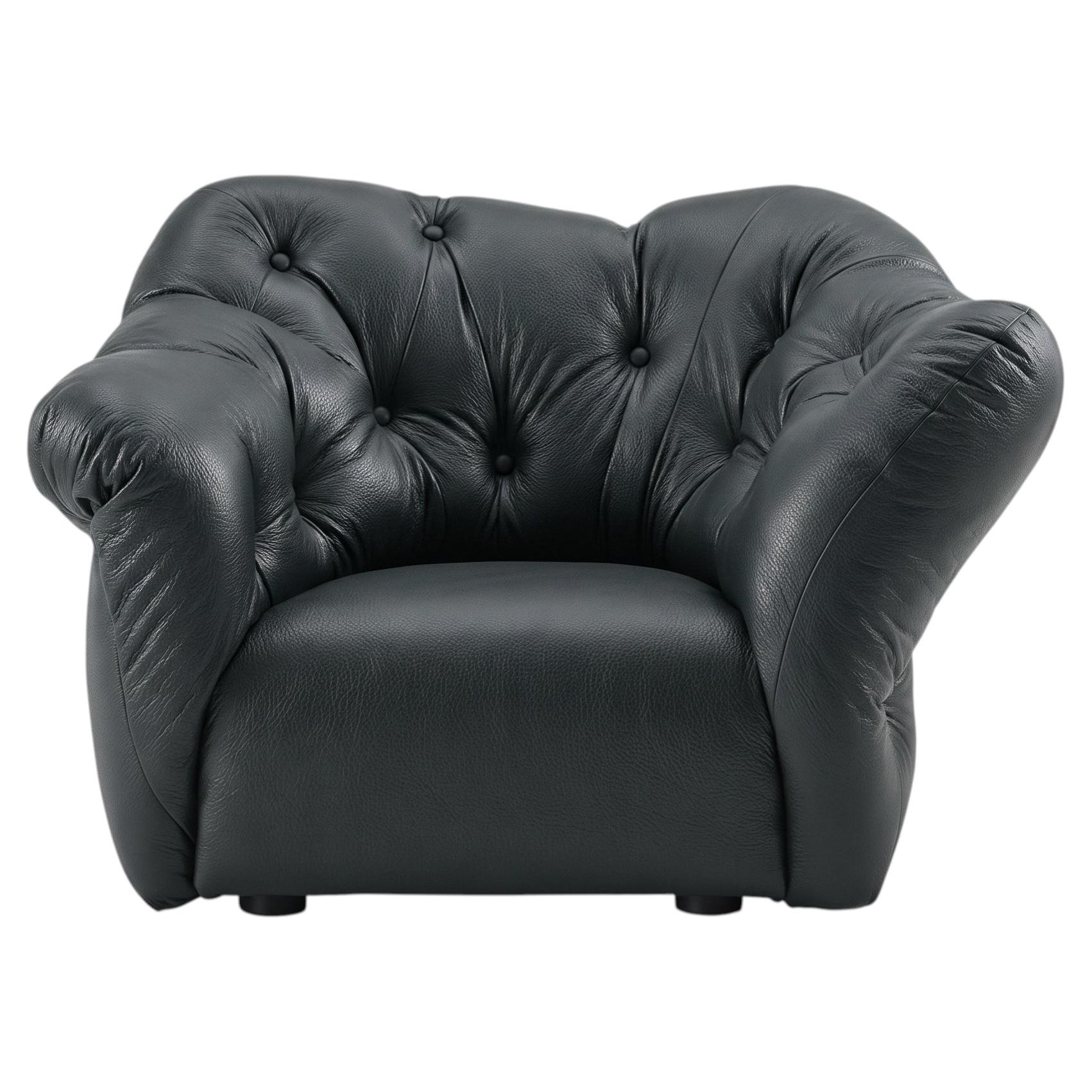 Gaetano Pesce for Meritalia "Nubola" Luxury Armchair in Graphite Leather, Italy
