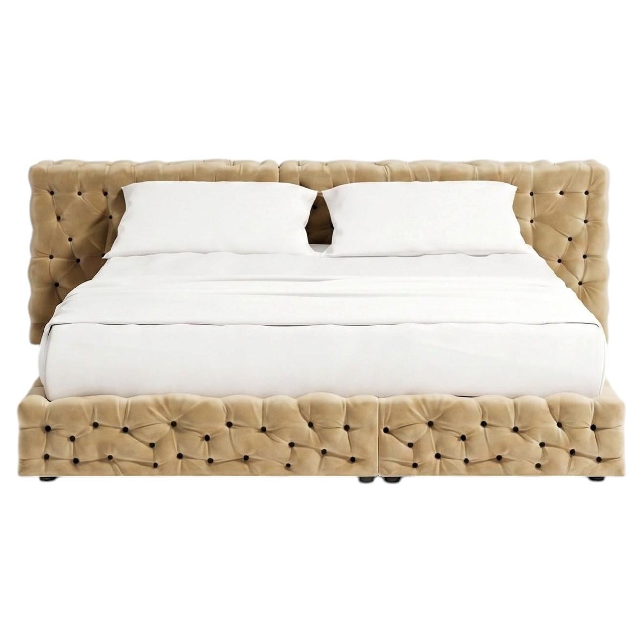 Luxury Double Bed Gaetano Pesce for Meritalia La Michetta Bed 251 Hazelnut For Sale