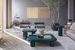 Mesa de centro Mogg Bilbao, 120 × 120 cm (47,2 × 47,2 pulgadas), azul océano brillante, Dainelli Studio