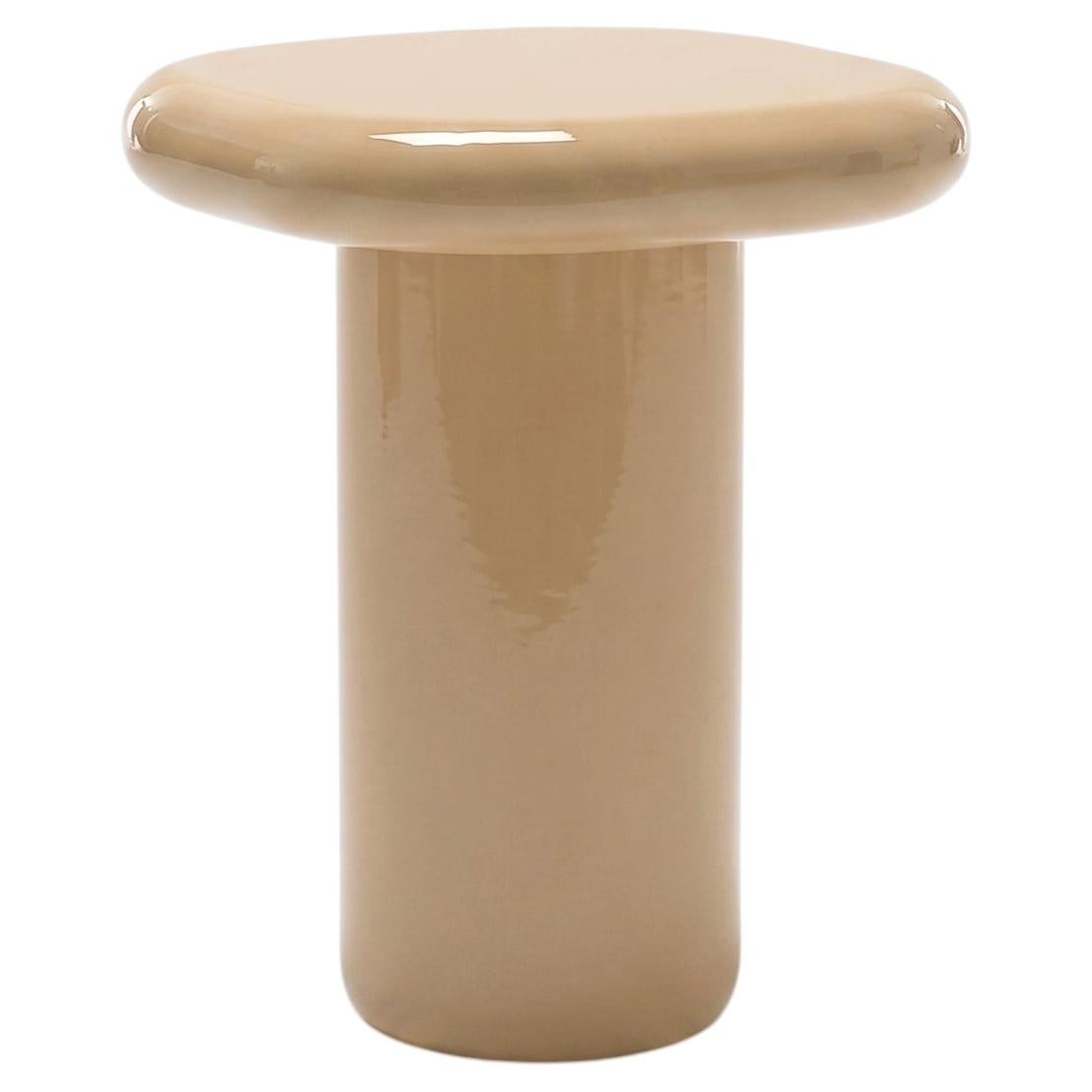 Mogg Bilbao Coffee Table 50x50cm 19.7x19.7 in Glossy Beige Dainelli Studio For Sale