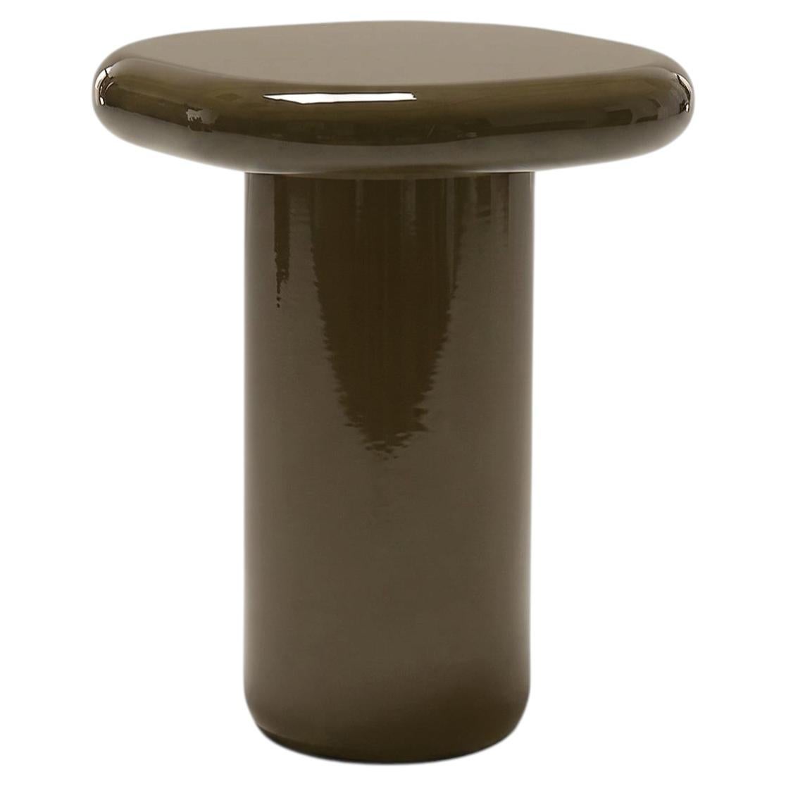 Mogg Bilbao Coffee Table 50x50cm 19.7x19.7 in Glossy Khaki Grey Dainelli Studio For Sale