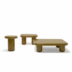 Mogg Bilbao Coffee Table 50x50cm 19.7x19.7 in Glossy Khaki Grey Dainelli Studio