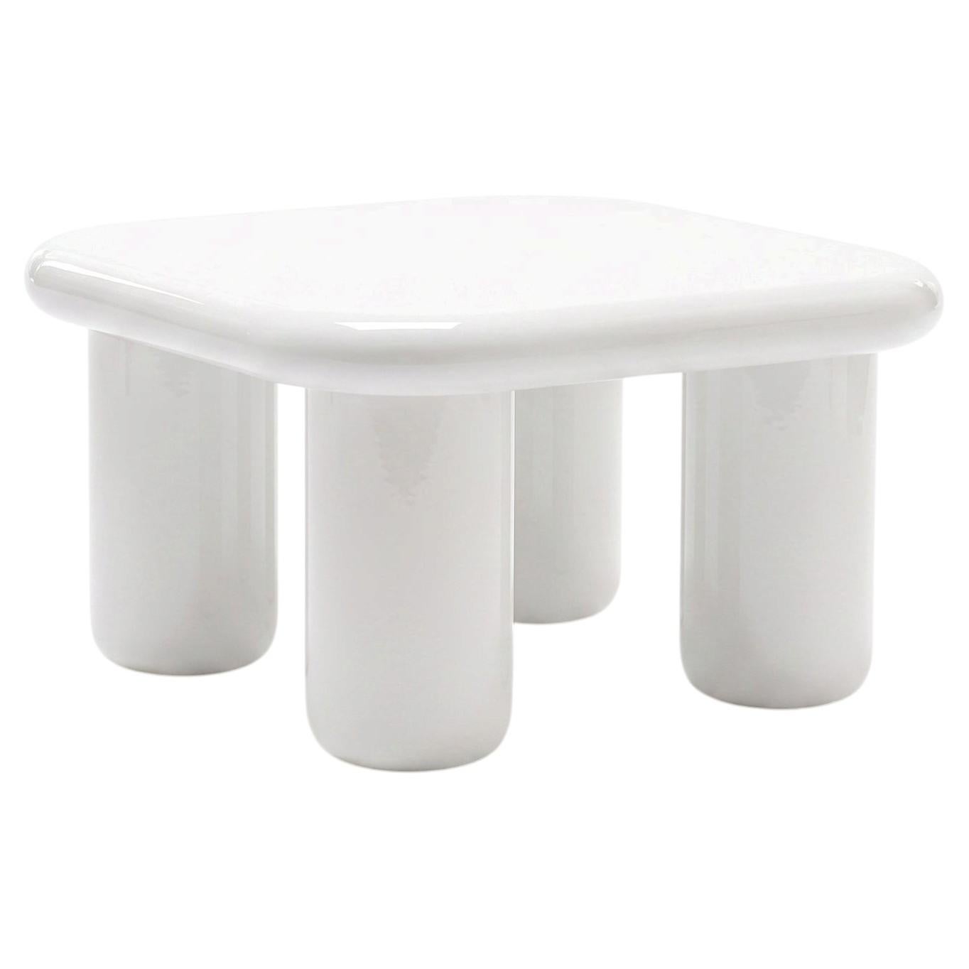 Mogg Bilbao Coffee Table 85x85cm 33.5x33.5 in Glossy White - Dainelli Studio For Sale