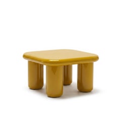 Tavolino Mogg Bilbao 85x85 cm 33,5x33,5 pollici, color miele lucido - Dainelli Studio