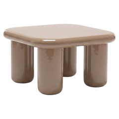 Tavolino Mogg Bilbao 85x85 cm 33,5x33,5 pollici Grigio lucido beige - Dainelli Studio