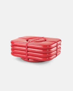 Luxury Side Table and Pouf Objects of Common Interest for Meritalia Bundle - Red