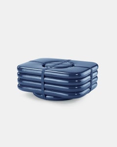 Luxury Side Table and Pouf Objects of Common Interest for Meritalia Bundle Blue
