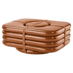 Luxury Side Table and Pouf Objects of Common Interest for Meritalia Bundle Brown