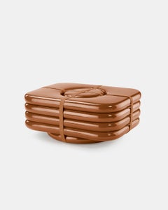 Luxury Side Table and Pouf Objects of Common Interest for Meritalia Bundle Brown