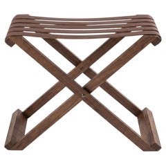 Riva 1920 'Facchino' Solid Walnut and Leather Luggage Rack by Authentic Design