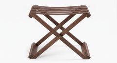 Riva 1920 'Facchino' Solid Walnut and Leather Luggage Rack by Authentic Design